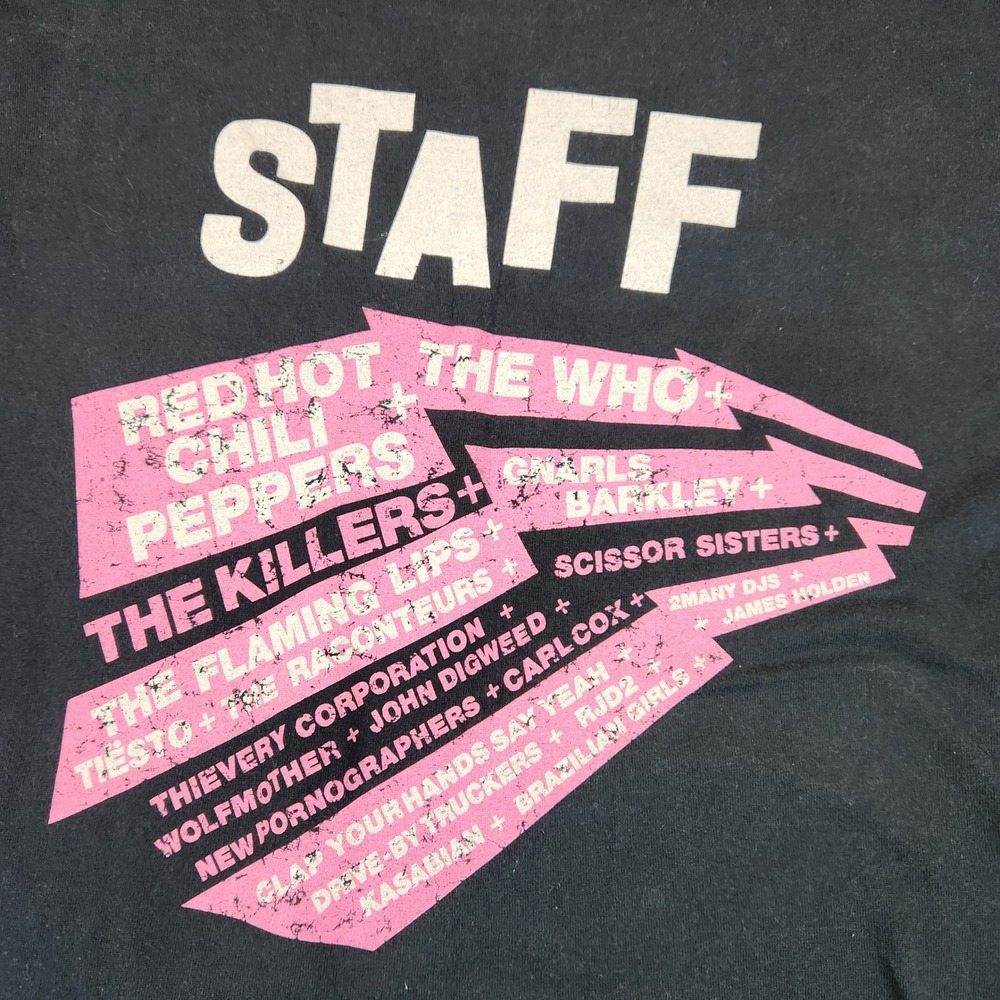 VTG Anvil Virgin Festival 2006 T Shirt M Black Concert Staff The Who Red Hot Y2K - Picture 6 of 9